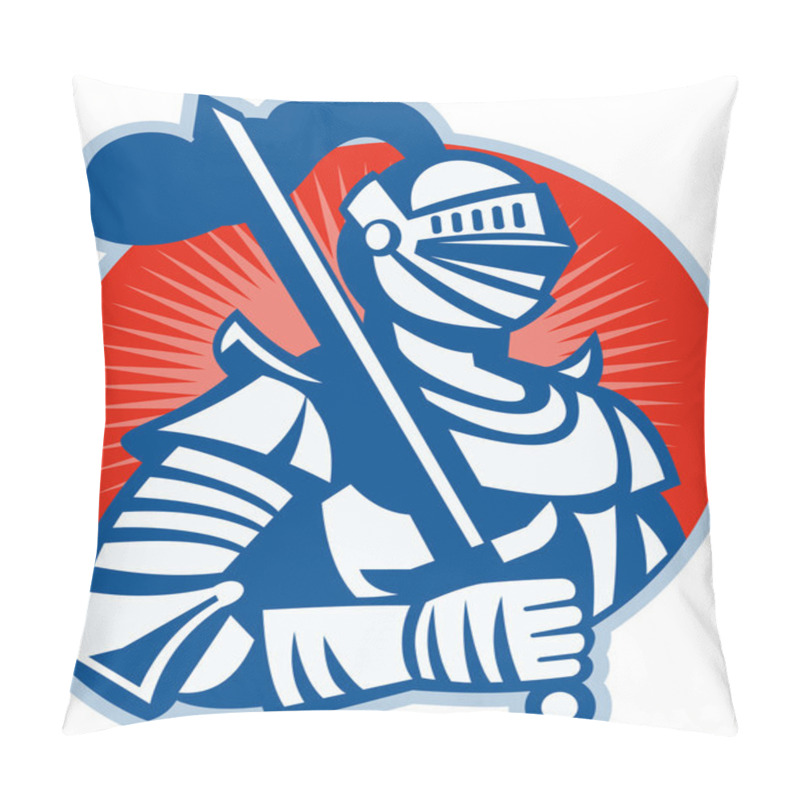 Personality  Knight Full Armor With Sword Retro Pillow Covers