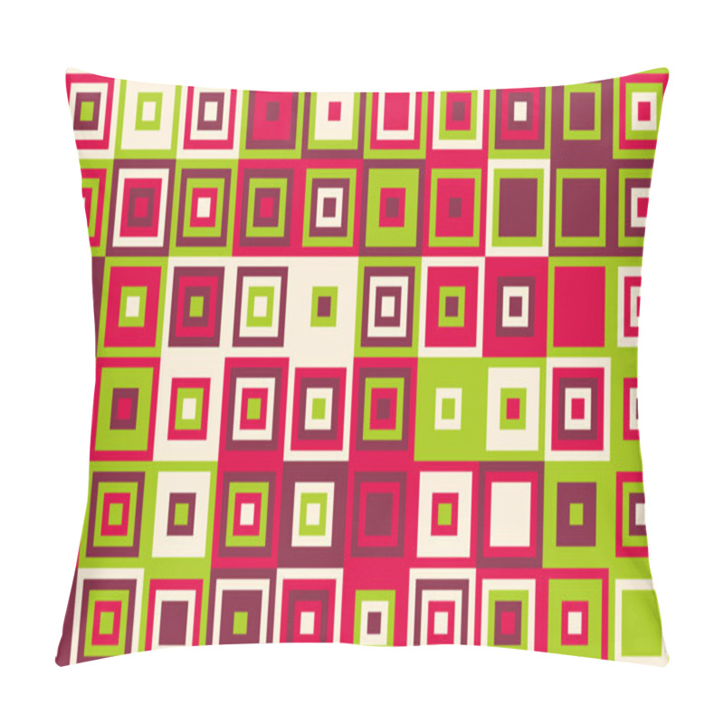 Personality  Vibrant Geometric Pattern Featuring Nested Squares In Red, Green, And Maroon.  Ideal For Backgrounds, Textiles, Or Modern Design Projects.  A Bold, Visually Striking Image With A Retro Feel. Pillow Covers