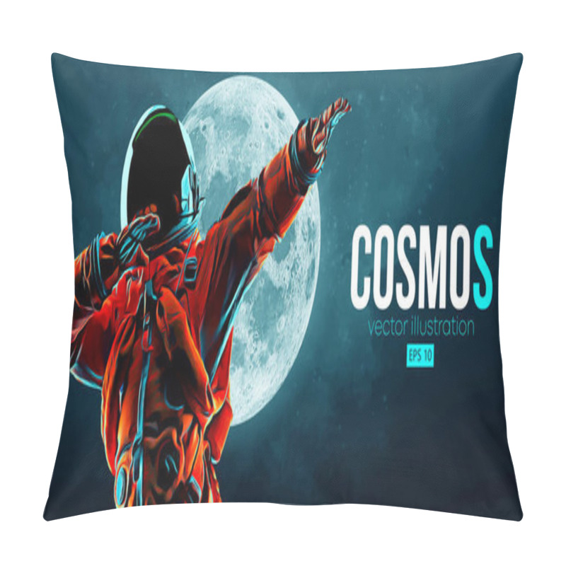 Personality  Dancing Astronaut On The Background Of The Moon And Space. Vector Illustration Pillow Covers