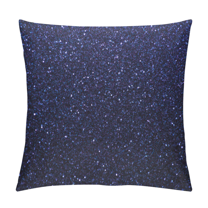 Personality  Navy Blue Sparkling Background From Small Sequins, Closeup. Brilliant Shiny Backdrop From Textile. Shimmer Denim Paper Pillow Covers