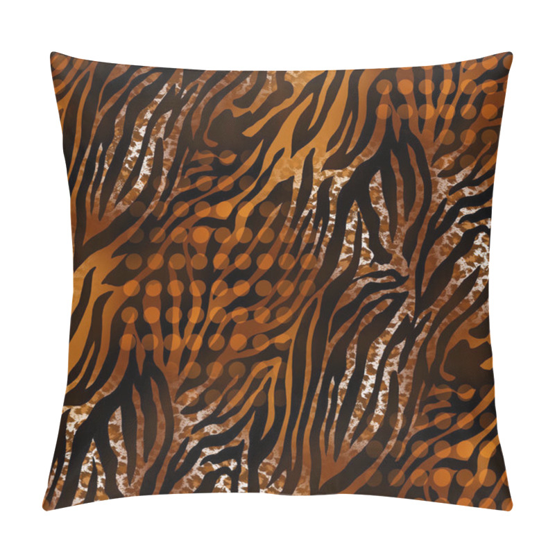 Personality  Seamless Tiger Pattern. Wild Dark Brown Repeating Texture. Wallpaper, Fashion Textile Background. Orange Stripe Repeated Jungle Safari Skin. Pillow Covers