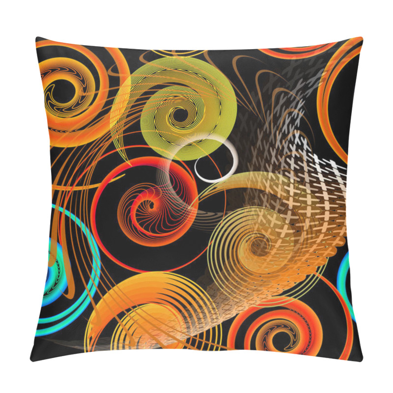 Personality  Colorful Illuminated Line Art Tracery Blurred Spirals Seamless Pattern. Geometric Abstract Modern Background. Radial Halftone Shapes, Circles, Lines. Bright Neon Glowing Ornament. Beautiful Design Pillow Covers