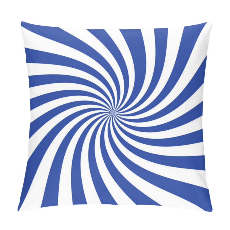 Personality  White And Blue Curved Stripes Ray Burst Style Background, Optical Illusion. Abstract Pattern Texture Design Element. Illustration Lines Pillow Covers