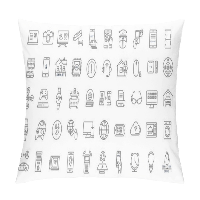 Personality  Set Vector Flat Line Icons Internet Of Things Pillow Covers