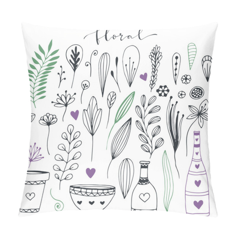 Personality  Handdrawn Floral Doodle Collection. Pillow Covers