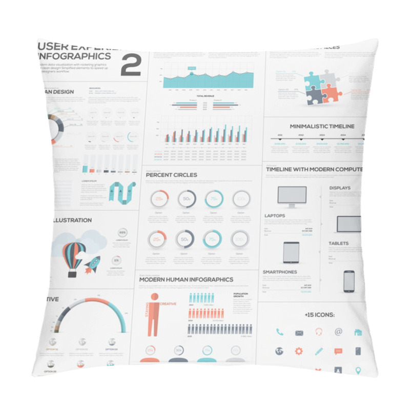 Personality  Data Analytics Vector Infographics With Clean Trendy Flat Design Pillow Covers