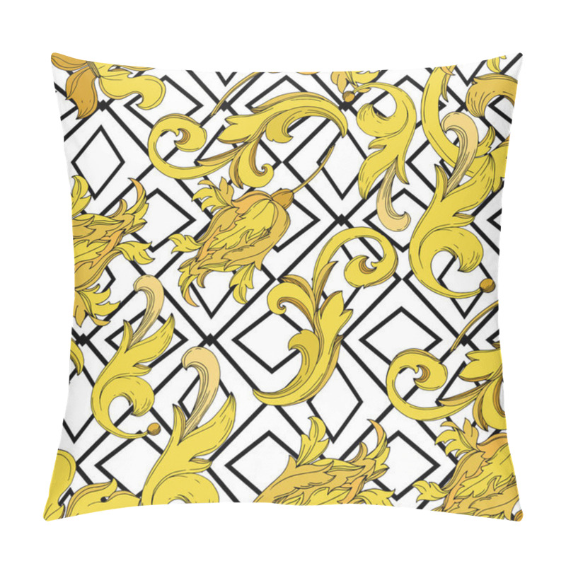 Personality  Vector Golden Monogram Floral Ornament. Black And White Engraved Ink Art. Seamless Background Pattern. Pillow Covers