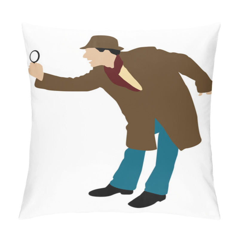 Personality  Man Looking Through Magnifier Pillow Covers