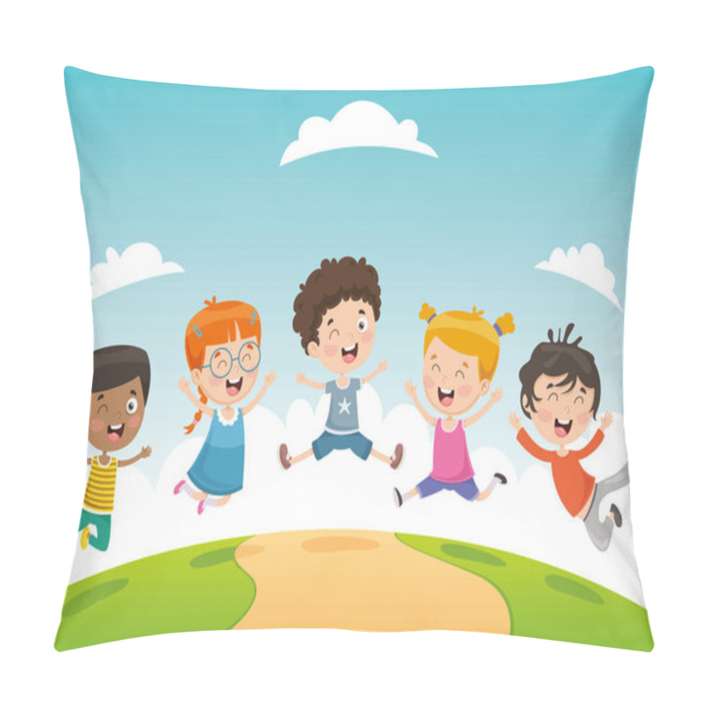 Personality  Vector Illustration Of Children Playing Pillow Covers