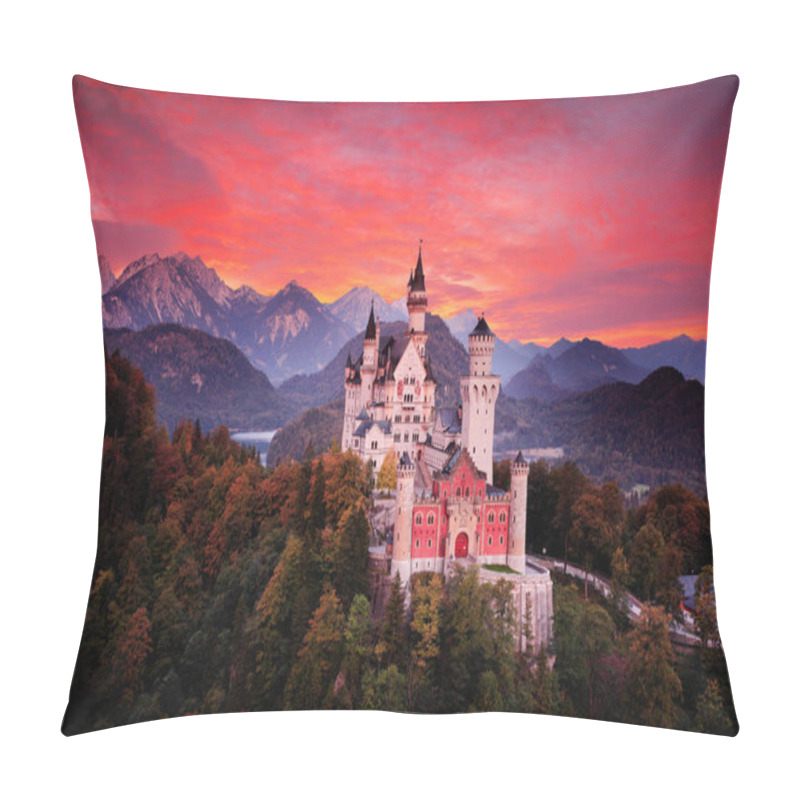 Personality  Red Evening Sky With Castle Pillow Covers