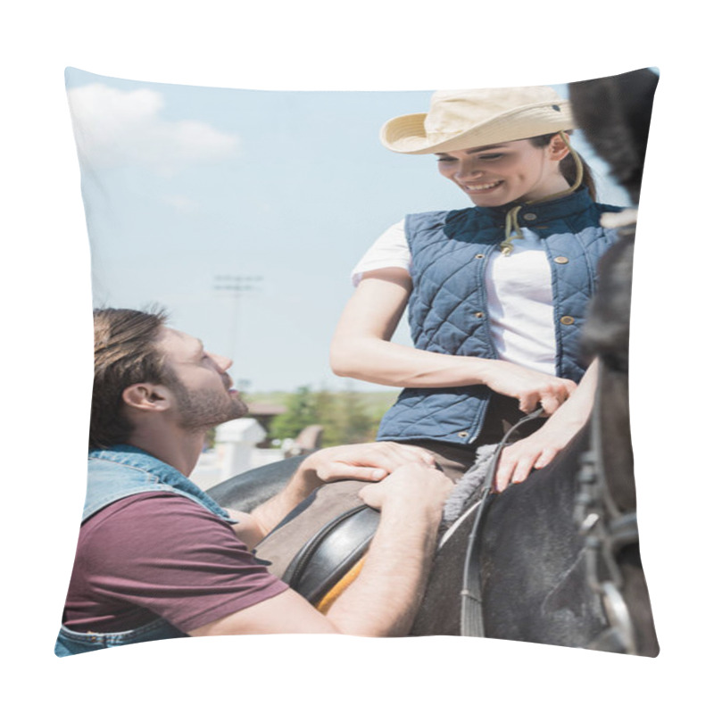 Personality  Young Couple Riding Horse  Pillow Covers