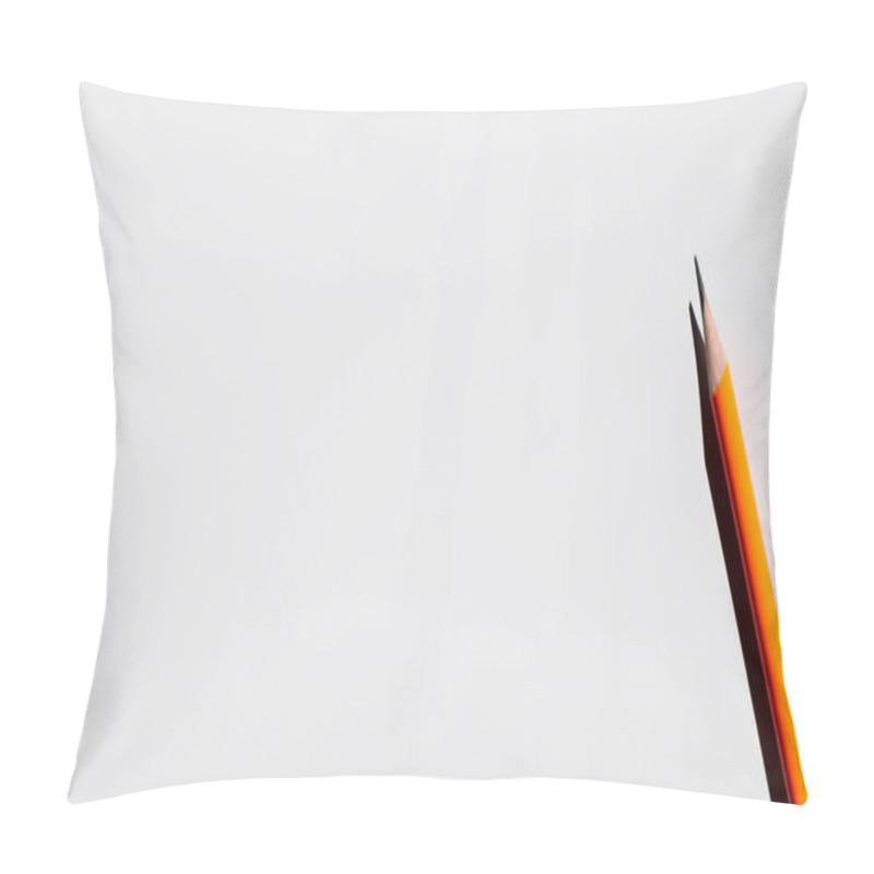 Personality  Top View Of Pencil On White Background, Banner Pillow Covers