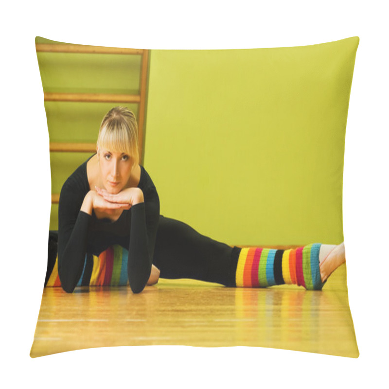 Personality  Ballet Dancer Doing Stretching Exercise On A Floor Pillow Covers