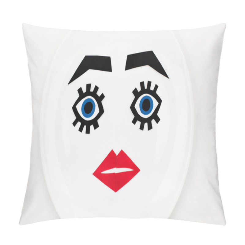 Personality  Paper Face With Makeup On Plate  Pillow Covers