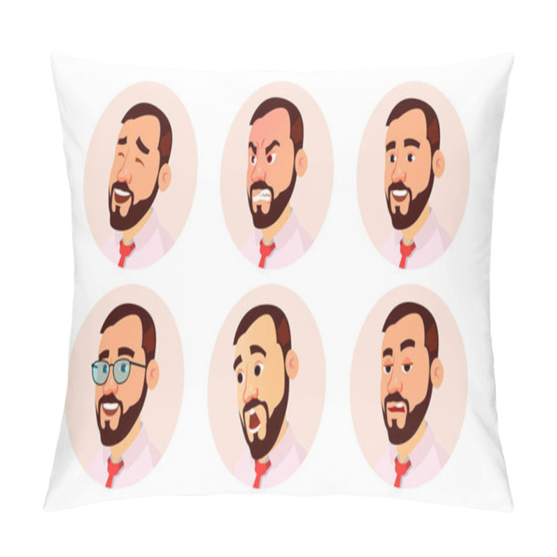 Personality  Avatar Man Vector. Icon Placeholder. Casual Workman. Cartoon Character Illustration Pillow Covers