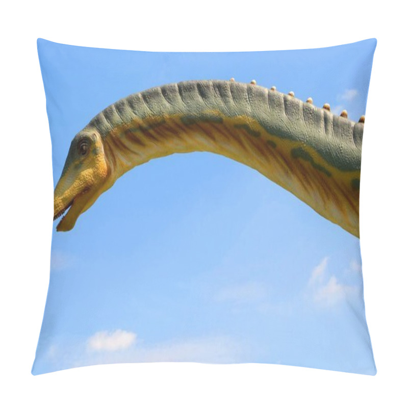 Personality  Dinosaur Diplodok (diplodocus) On The Blue Sky Background Pillow Covers