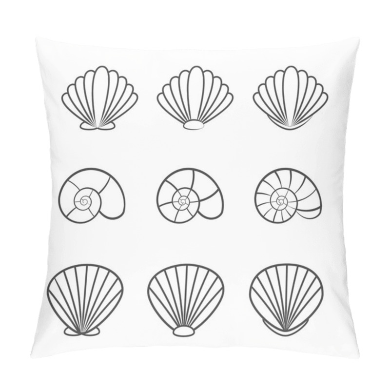 Personality  Set Of Sea Shells Isolated On A White Background Pillow Covers