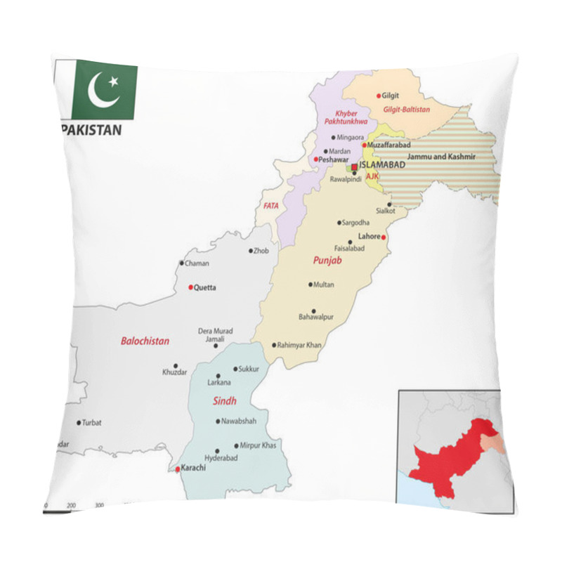 Personality  Administrative Map Of The Islamic Republic Of Pakistan Pillow Covers