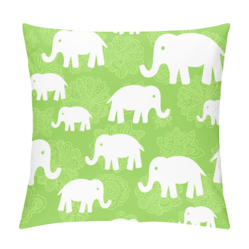 Personality  Vector Floral And Elephants Seamless Wallpaper Background Pattern Design. Pillow Covers