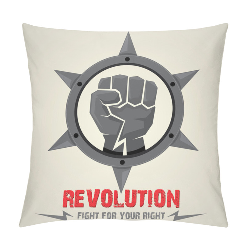 Personality  Clenched Fist. Vector Fist Icon. Revolution Fist.  Pillow Covers