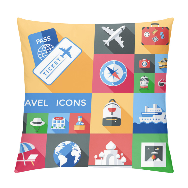 Personality  Travel Shadowed Icon Set Pillow Covers