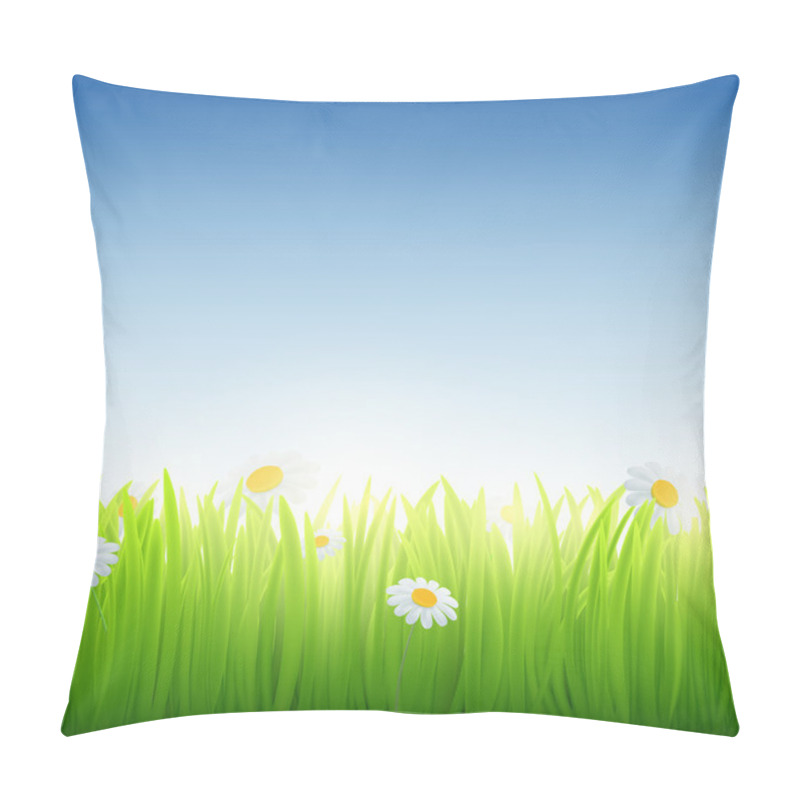 Personality  Green Grass With Flowers. Pillow Covers