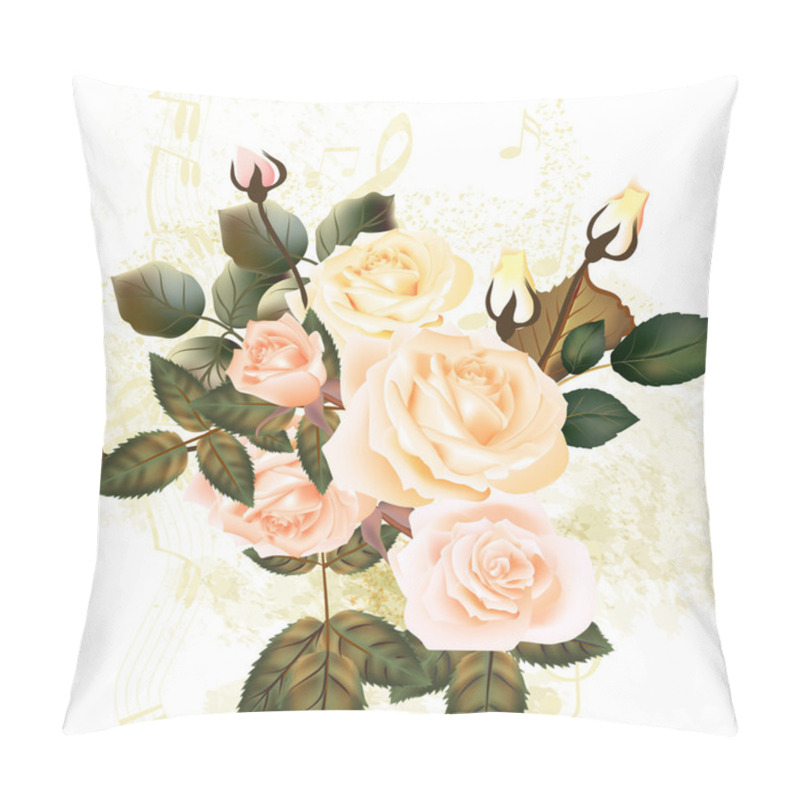 Personality  Grunge Pastel Design With Roses And Notes Pillow Covers