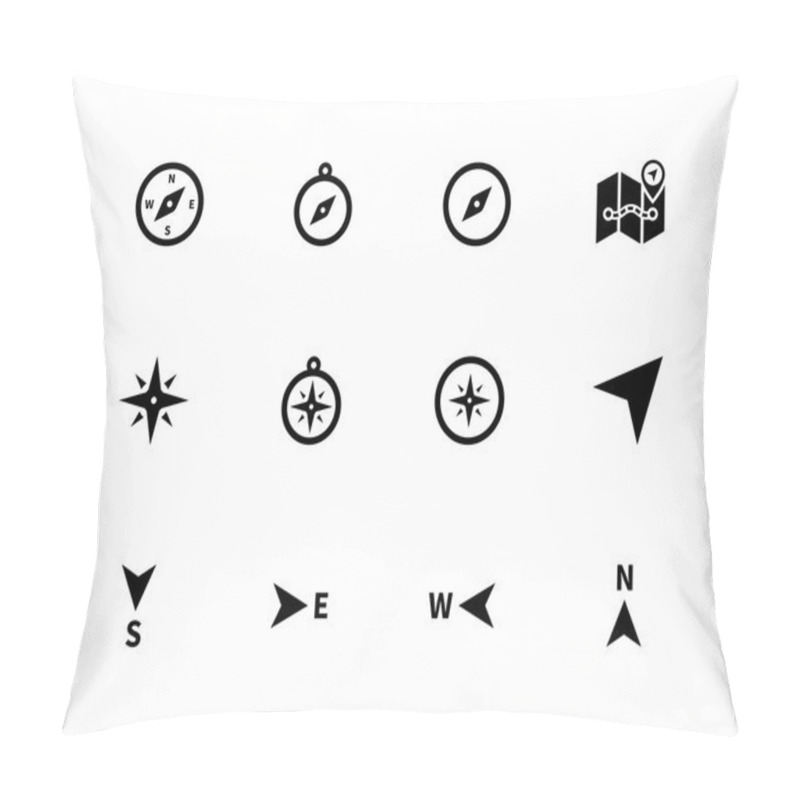 Personality  Compass Icons On White Background. Pillow Covers