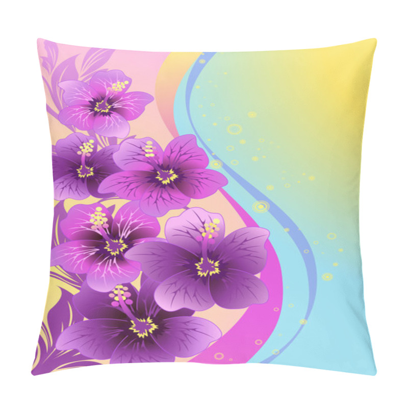 Personality  Hibiscus Flowers, Tropical Illustration, Vector Pillow Covers