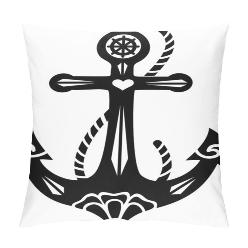 Personality  Anchor & Sacred Rose, Symbol Hope, Faith & Love Stock Vector Illustration: Pillow Covers