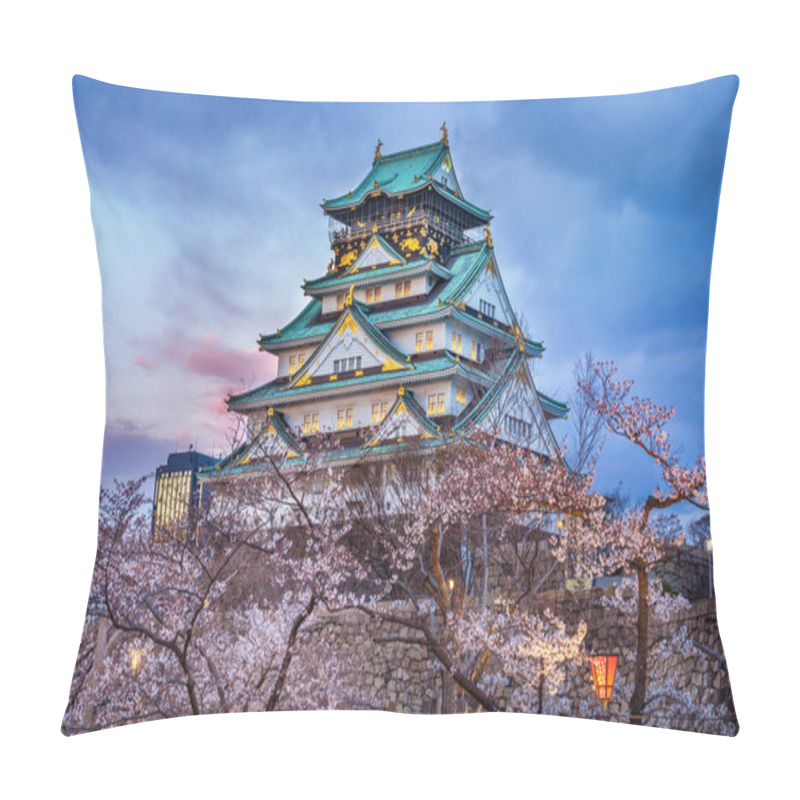 Personality  Cherry Blossoms And Castle In Osaka, Japan.  Pillow Covers