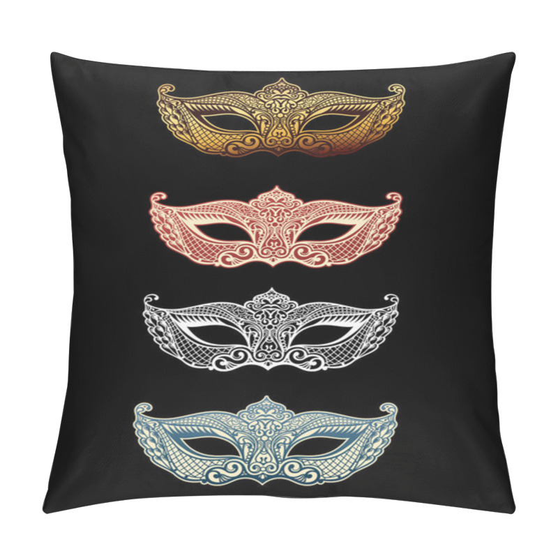 Personality  Beautiful Set Mask Of Lace. Mardi Gras Vector Background Pillow Covers