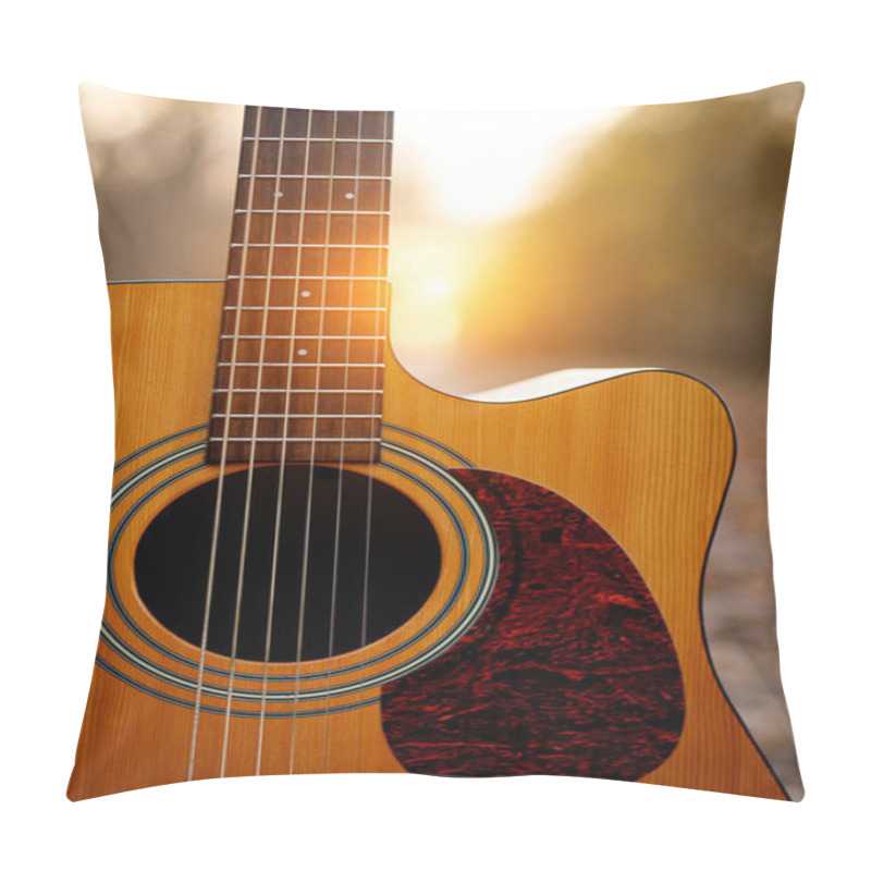 Personality  Acoustic Guitar In The Autumn Forest Pillow Covers