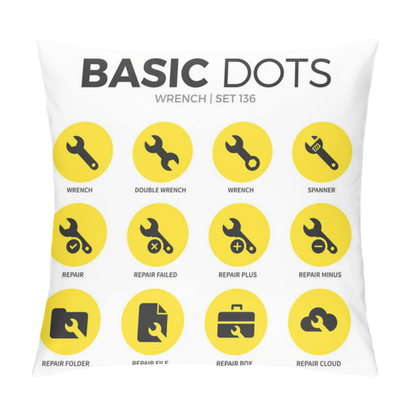 Personality  Wrench Flat Icons Vector Set Pillow Covers