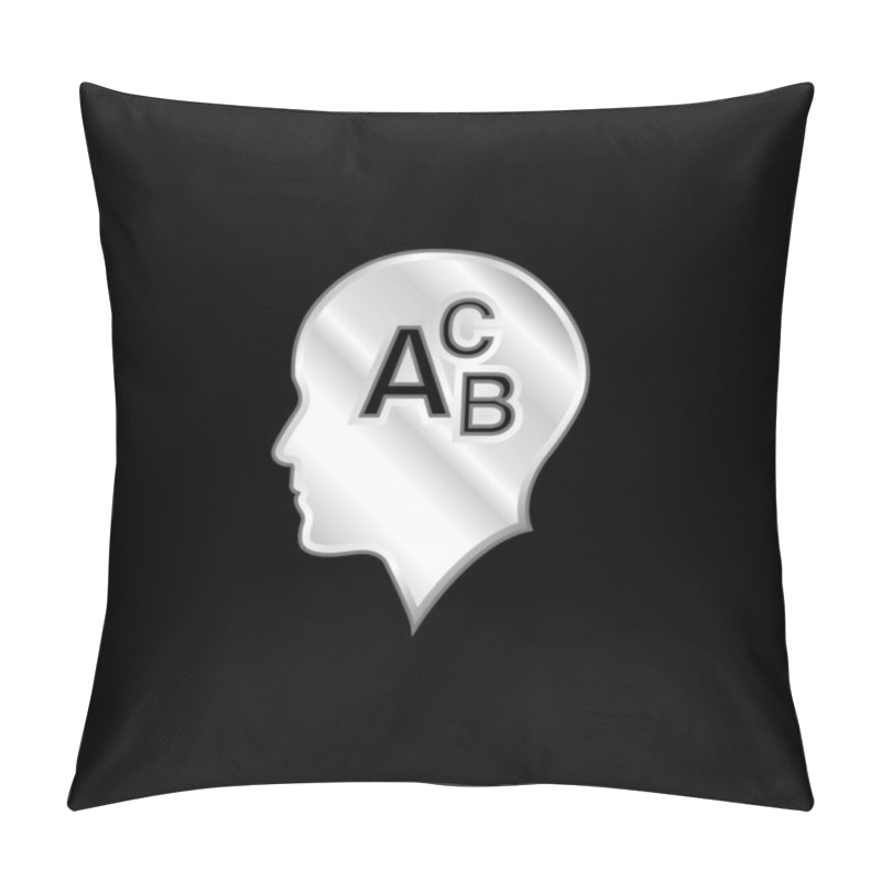 Personality  Bald Head With Alphabet Letters ABC Silver Plated Metallic Icon Pillow Covers