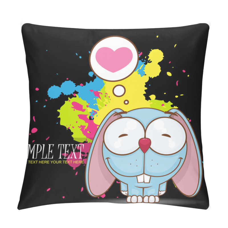 Personality  Vector Illustration Of Cute Cartoon Bunny Character And Heart. Pillow Covers