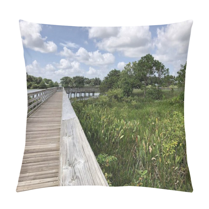 Personality  Raised Wooden Boardwalk In The Marsh Pillow Covers