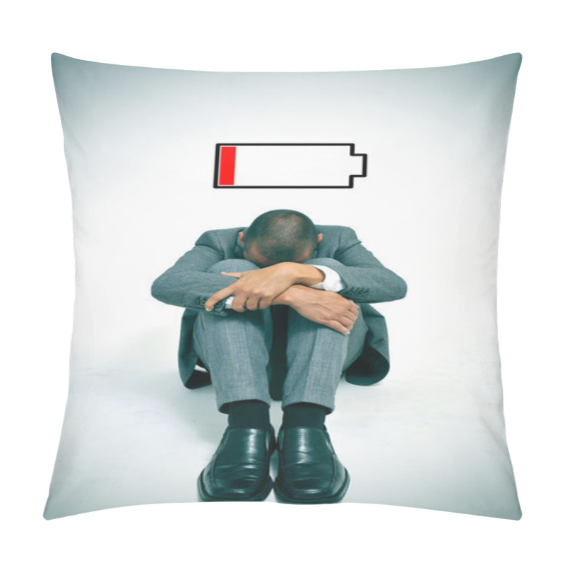 Personality  Young Businessman With Low Battery Pillow Covers