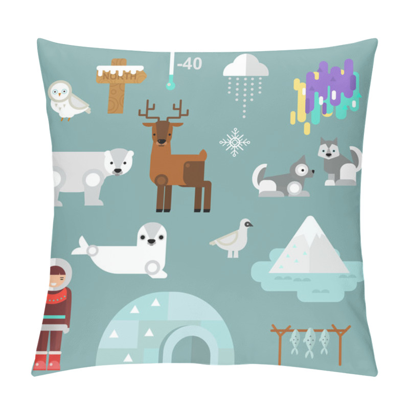 Personality  Alaska Symbols Vector Illustration. Pillow Covers