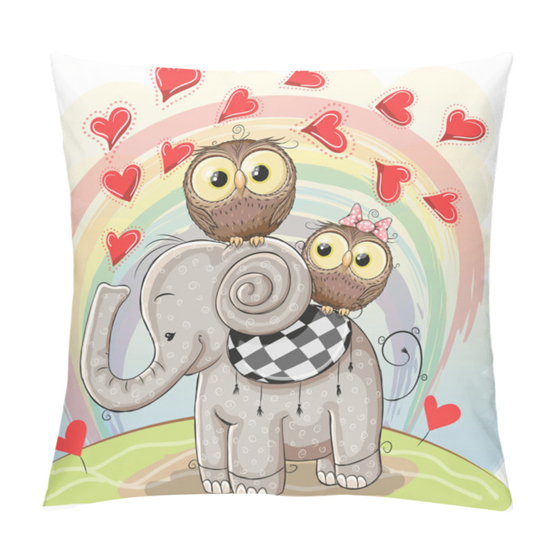 Personality  Cute Cartoon Elephant And Two Owls Pillow Covers