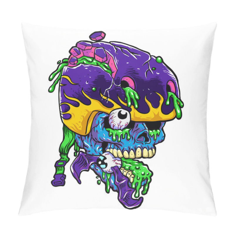 Personality  Skater Zombie.cartoon Vector Illustration Pillow Covers