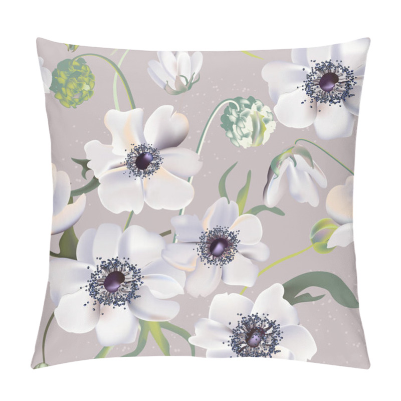 Personality  Wedding  Anemones Floral Pastel Realisitic Pattern, Soft Tender Leaf Herbs Background. Vintage Spring Greeting Perfect For Packaging And Covers,  Website Cover Pillow Covers