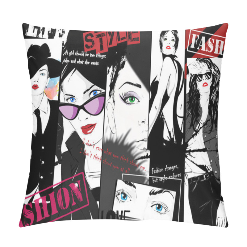 Personality  Fashion Girl In Sketch-style Pillow Covers