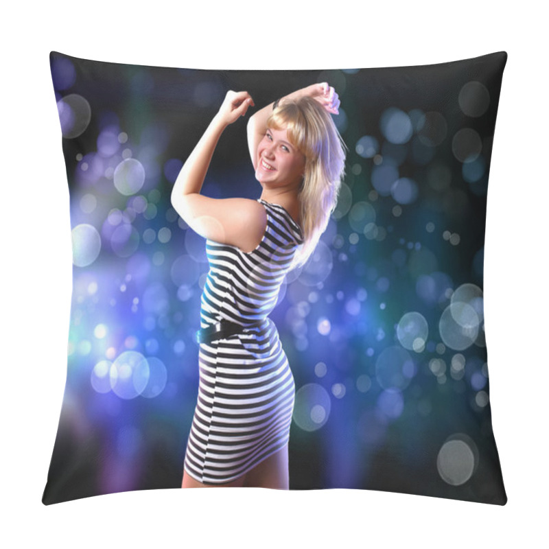 Personality  Young Woman And Disco Background Pillow Covers