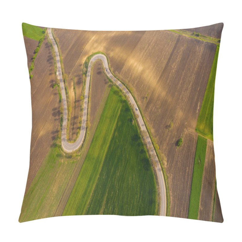 Personality  Drone View Of  Empty Agricultural Fields In Spring. Pillow Covers