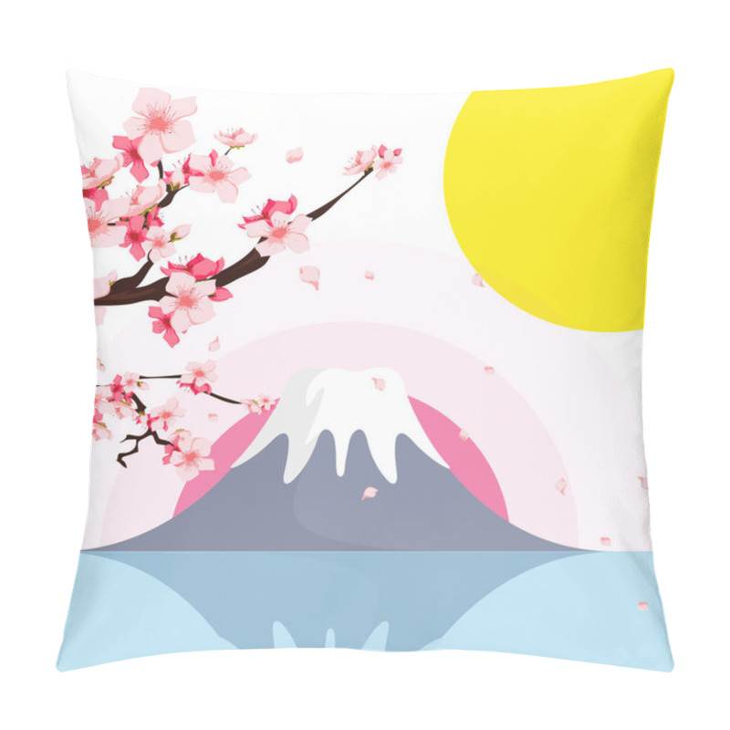 Personality  Mount Fuji Sakura Sunset Background Vector Image Pillow Covers