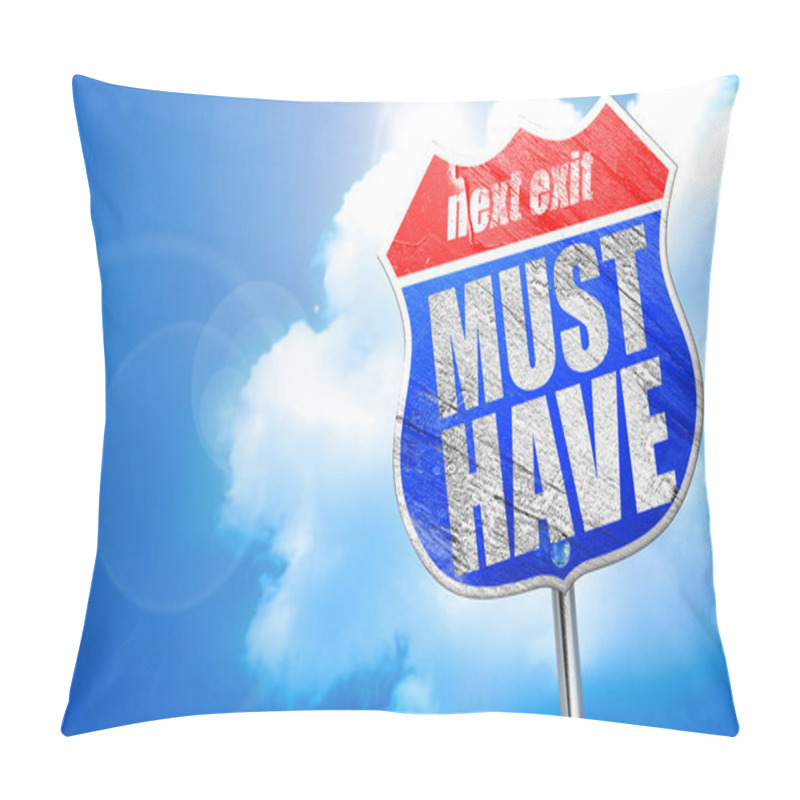 Personality  Must Have, 3D Rendering, Blue Street Sign Pillow Covers