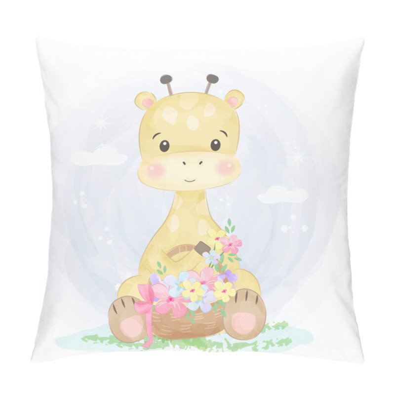 Personality  Cute Giraffe Illustration, Animal Clipart, Baby Shower Decoration, Woodland Illustration. Pillow Covers