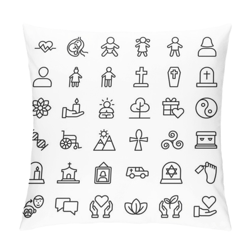 Personality  A Unique Set Of Life, Death And Life Evolution With Creative Line Icons Is Here To Represent The Concept Of Evolution , Perfect For Designing Projects.  Pillow Covers