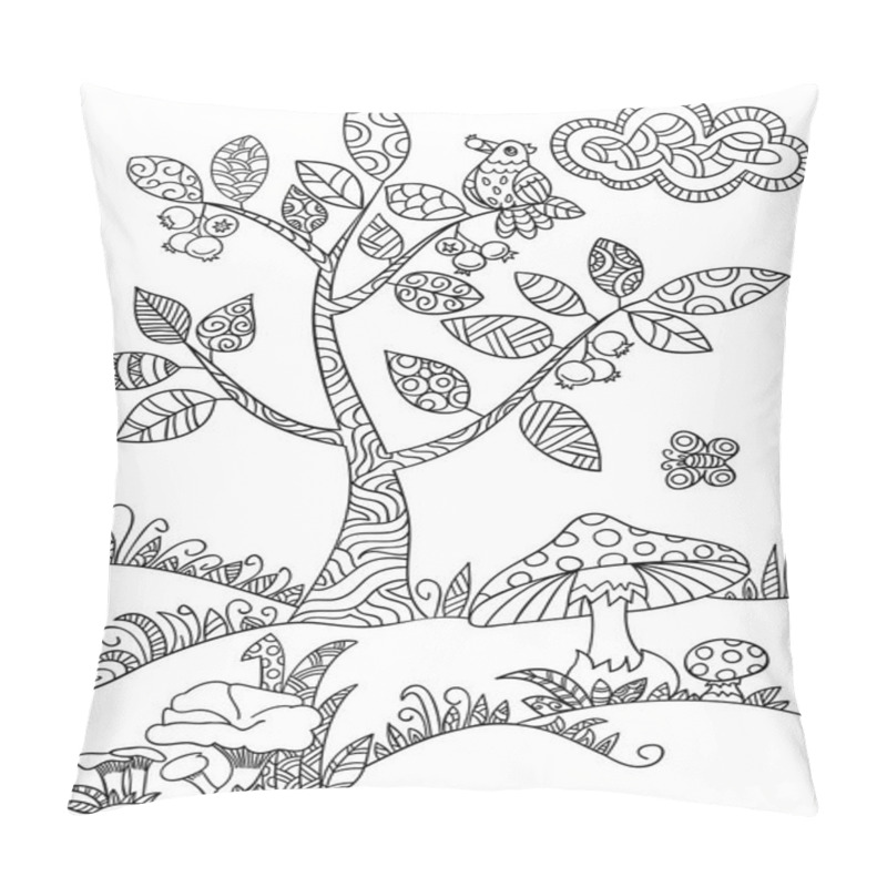 Personality  Floral Doodle Tree. Pillow Covers